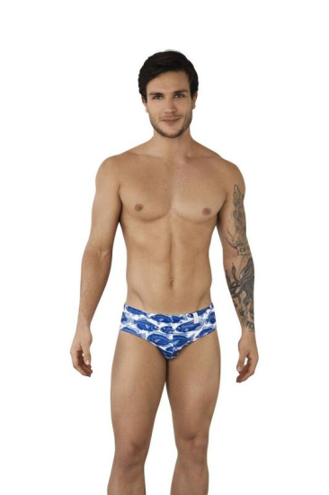 Плавки clever Мужские плавки белые с темно-синим принтом Clever JOY SWIMSUIT BRIEF 096808