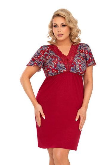 donna Rita plus nightdress Бордовая сорочка с короткими рукавами