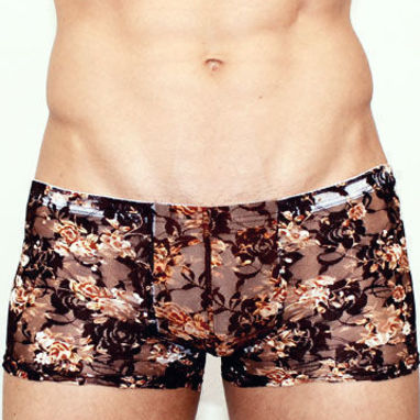 Romeo Rossi Мужские трусы боксеры черные с бежевыми розами Romeo Rossi Rose Boxer RR00231