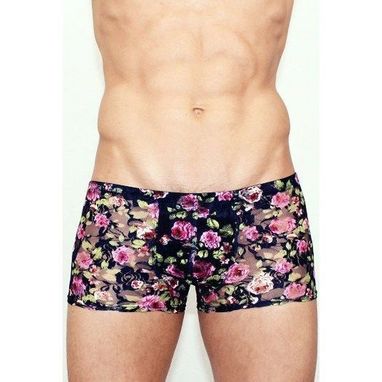 Romeo Rossi Мужские трусы боксеры темно-синие  с розами Romeo Rossi Rose Boxer RR00225
