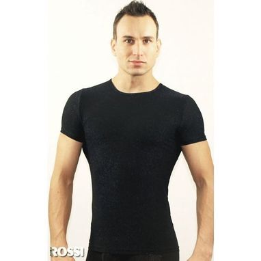 Romeo Rossi Мужская футболка черная с синими блестящими вкраплениями Romeo Rossi Black Polar