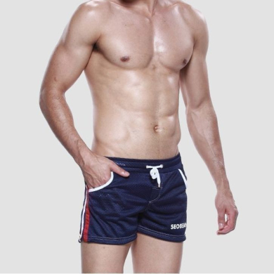 Seobean Мужские шорты темно-синие в сетку Seobean Red Sport Shorts Navy 40506