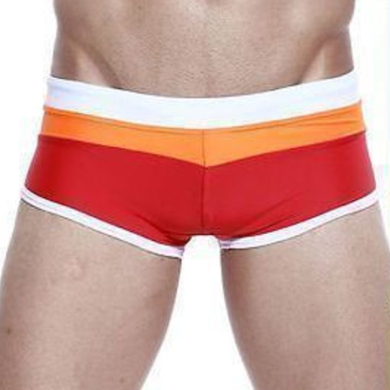 seobean Мужские плавки боксеры красные в полоску Surf Swim Boxers